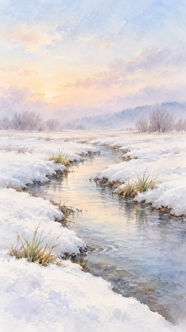 雪解けの光の水彩画