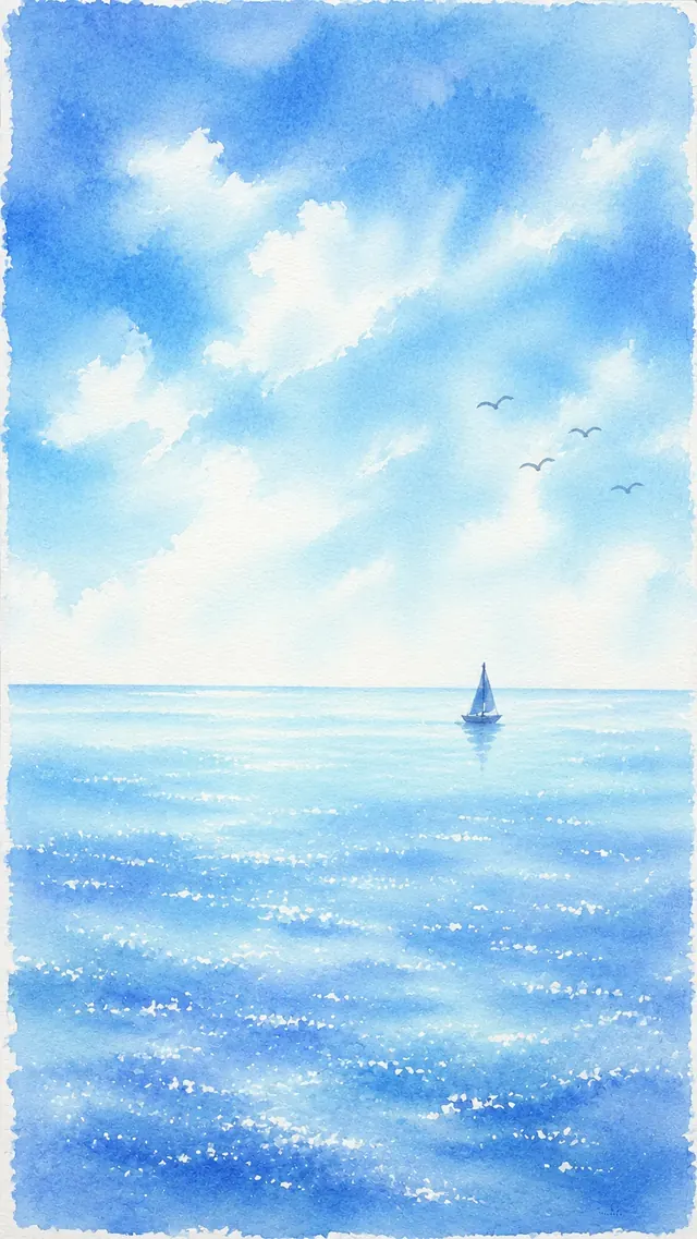 小さな帆の水彩画